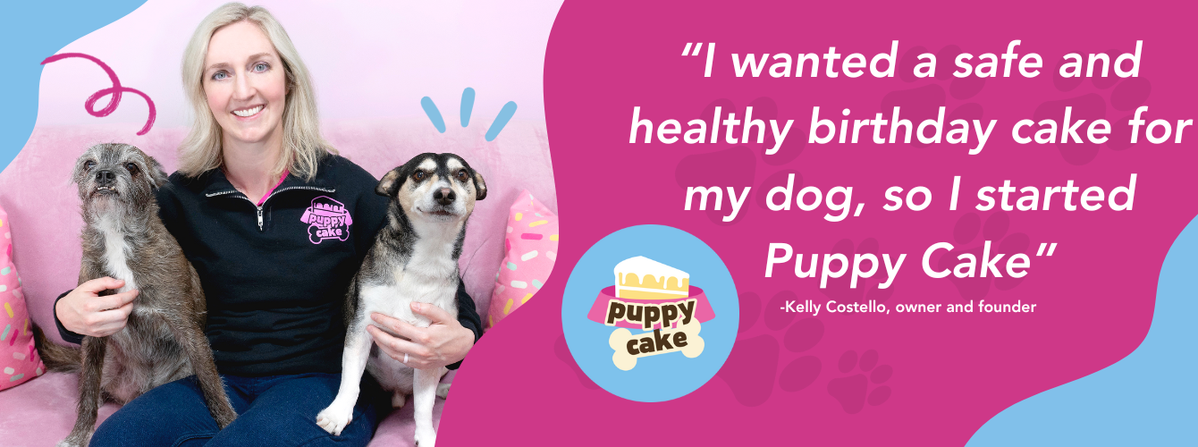 Happy dog with birthday treats